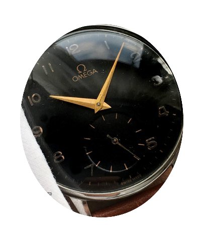 Omega 37mm Oversize Jumbo Watch with bla...