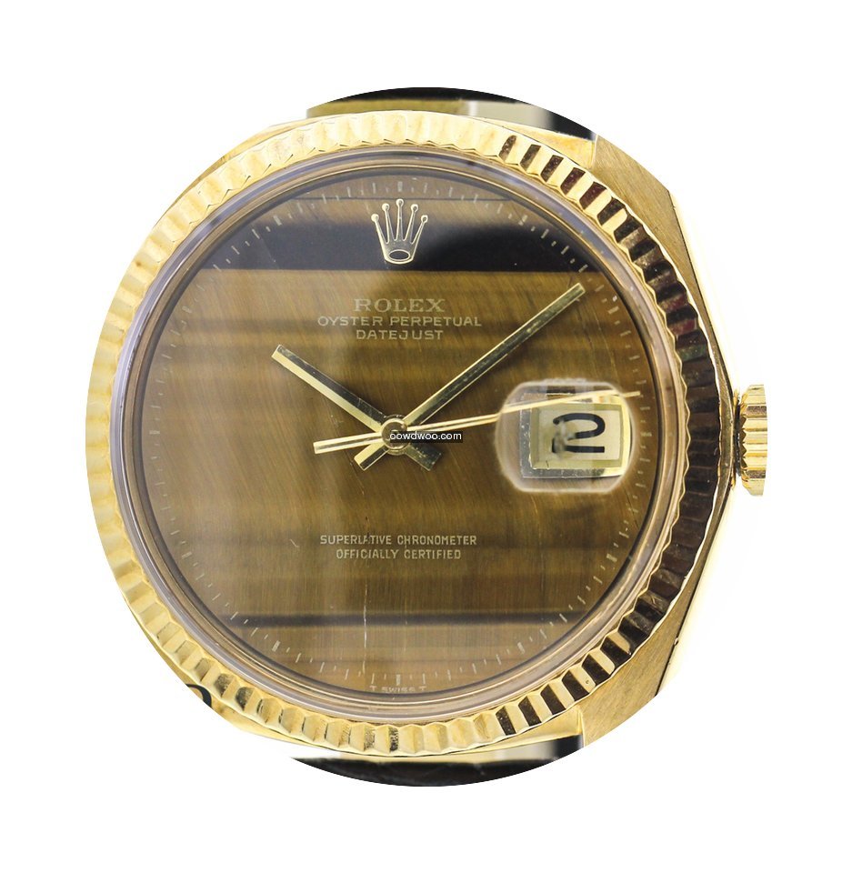 Rolex Datejust Tiger Eye Stone Dial 18kt...