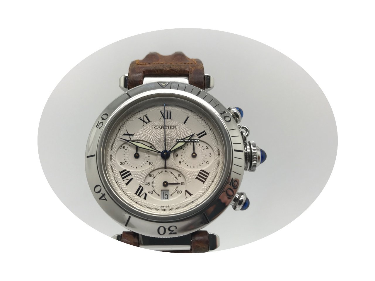 Cartier Pasha 1050 Chronograph Steel Lea...