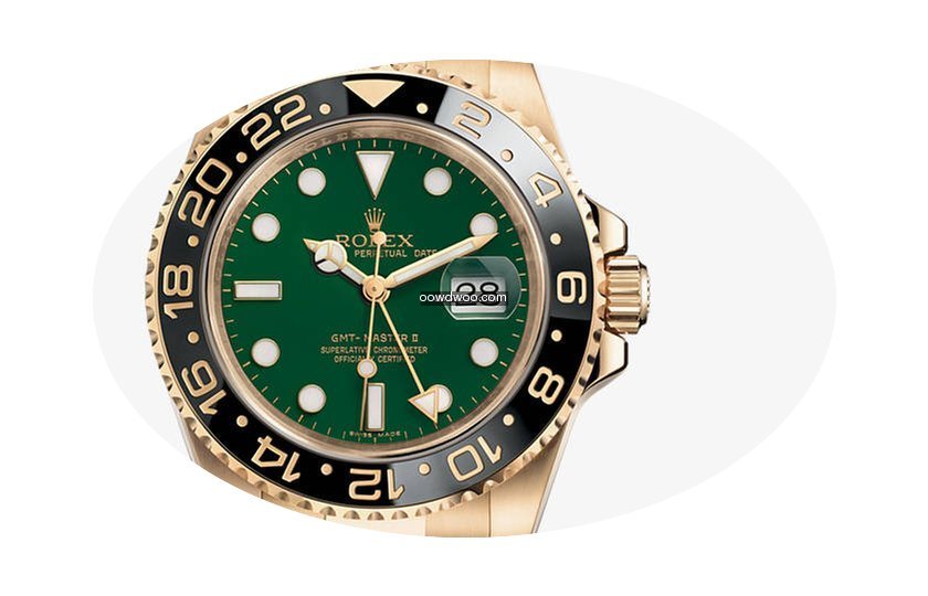 Rolex GMT-Master II Yellow Gold Green Di...