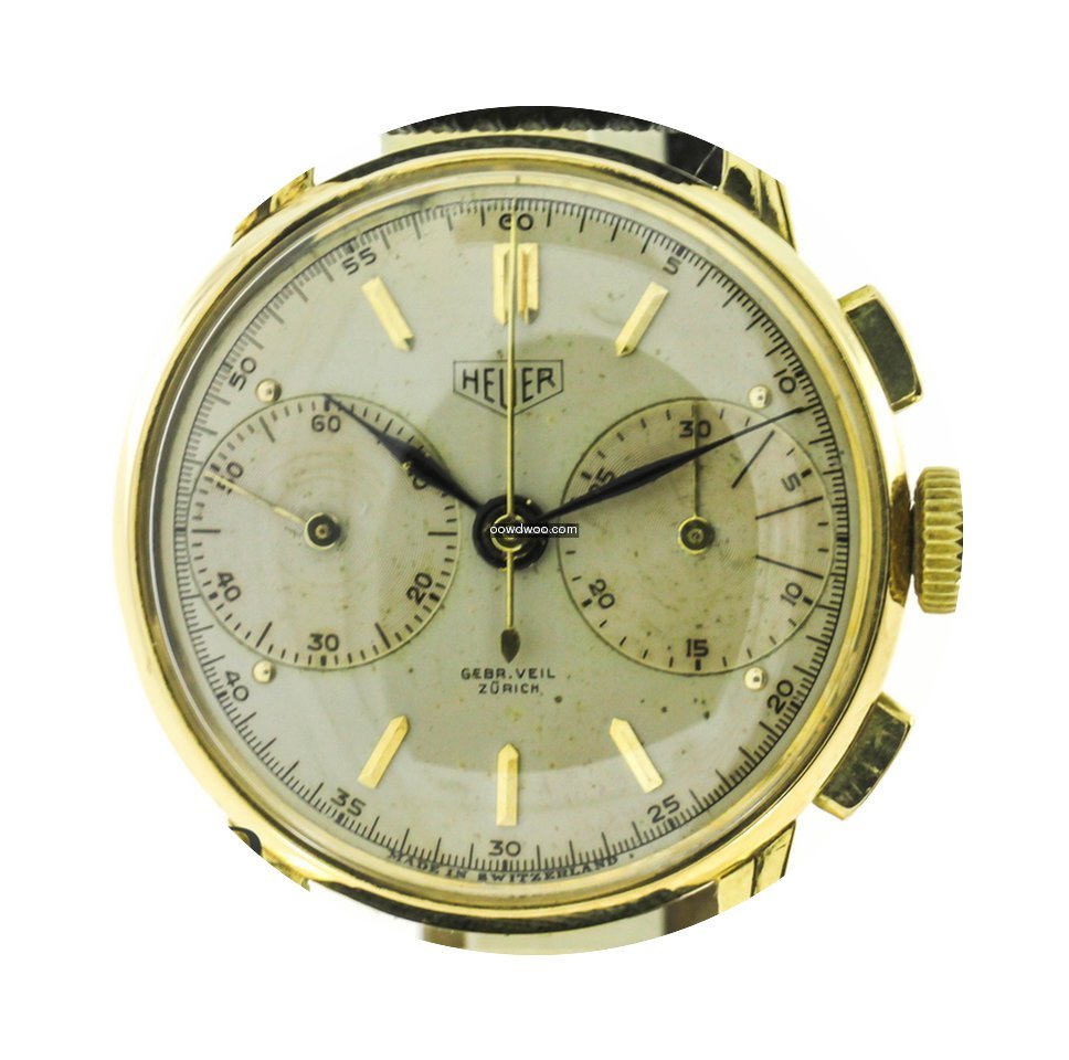 Heuer Vintage Chrono Valjoux22 18k Gelbg...