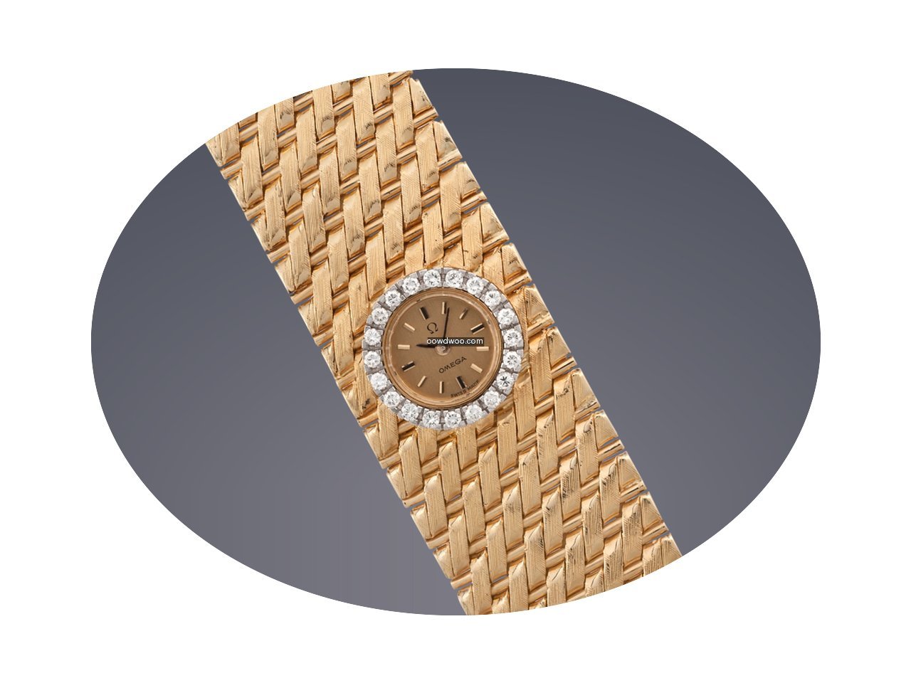 Omega ladies 18ct yellow gold wide fancy...