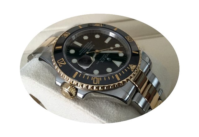 Rolex Oyster Submariner Gold Steel Black...