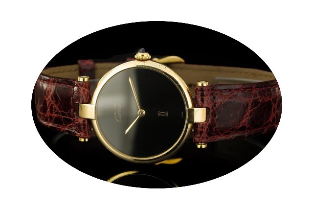 Cartier Ronde (30mm) mit schwarzem Ziffe...