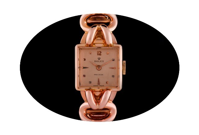 Rolex 18k R/G Silver Square Dial Vintage...