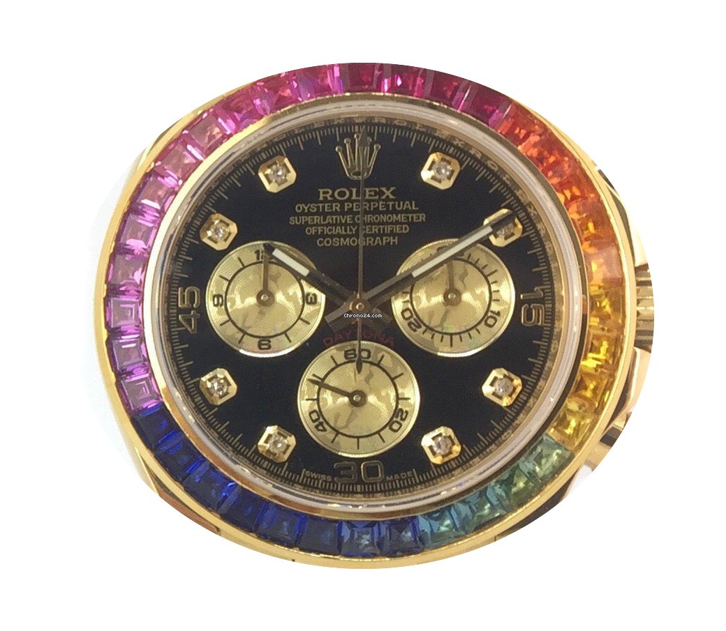 Rolex Daytona Rainbow Aftermarket 18K Go...
