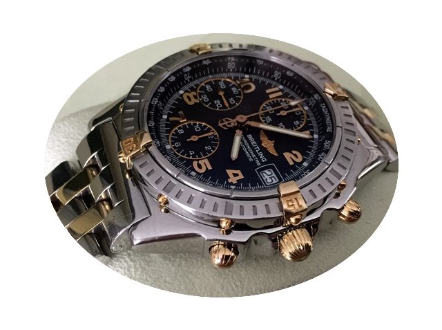 Breitling Chronomat Pilot Gold Steel Ble...
