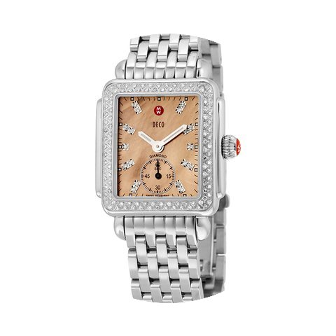 Michele Deco Metallic Rose Gold Dial Sta...