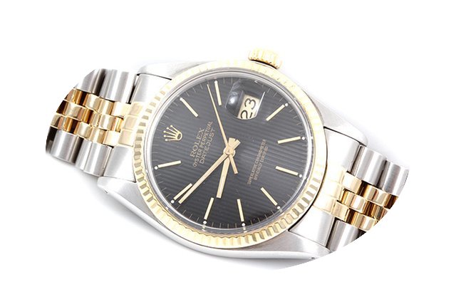 Rolex Mens 2tone Datejust with Black Tap...