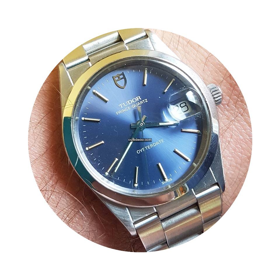 Tudor Prince Oyster date quartz blue dia...