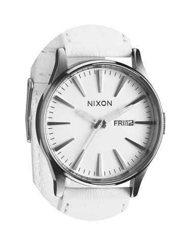Nixon Sentry Leather A105-391 Silver Whi...