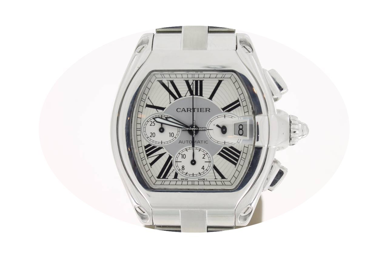 Cartier Roadster XL Steel WhiteRomandDia...