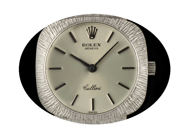 Rolex 18k White Gold Silver Baton Dial C...
