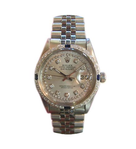Rolex Datejust Diamonds White Gold Stain...