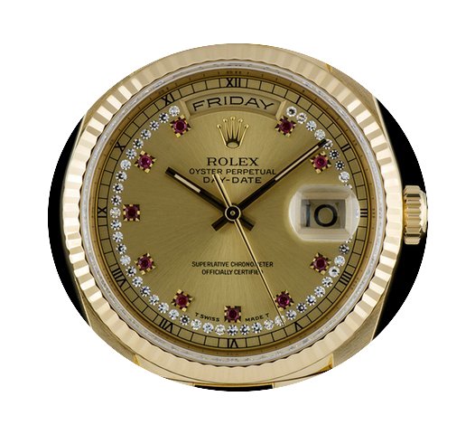 Rolex 18k Y/G Diamond & Ruby Champag...