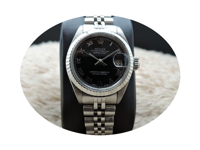 Rolex DATEJUST Ladies 6917 SS Black Roma...