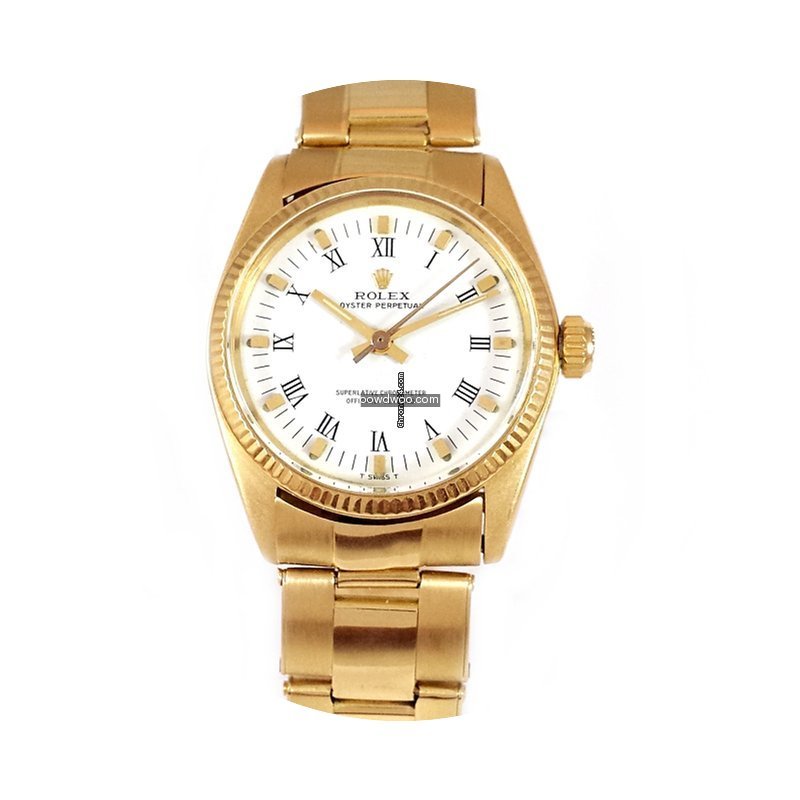 Rolex OYSTER PERPETUAL 18k Y. Gold 'Whit...