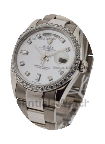 Rolex Used White Gold President with Dia...