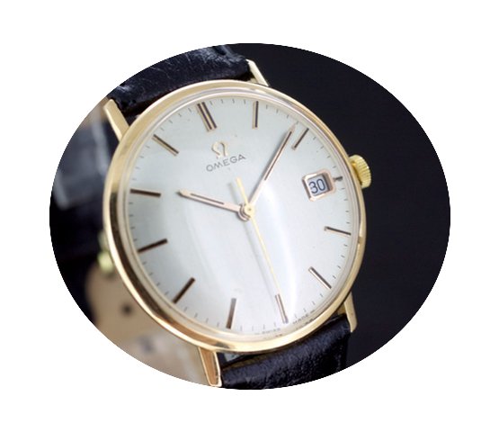 Omega White Dial Massiv Gold 18K Handauf...