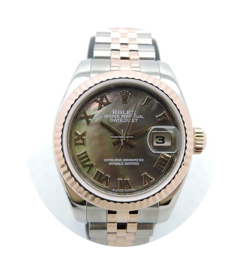 Rolex Ladies Stainless Steel Rose Gold D...