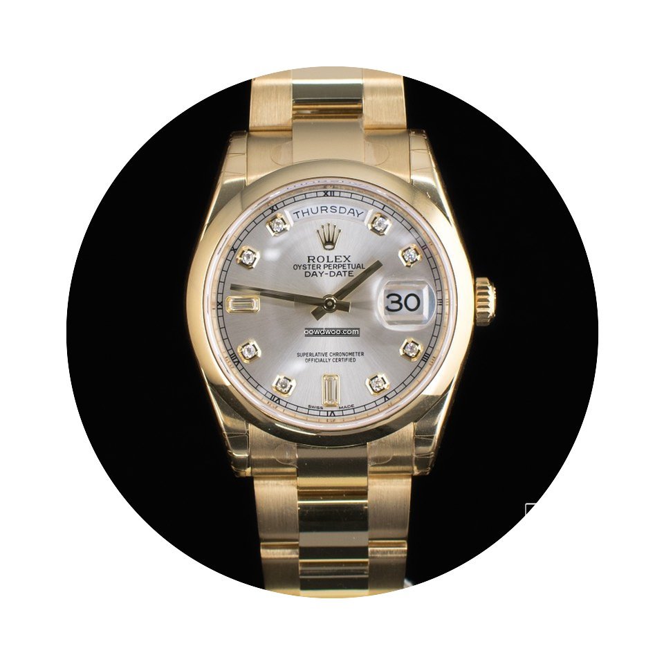 Rolex Day-Date 36 Yellow Gold Diamond Di...