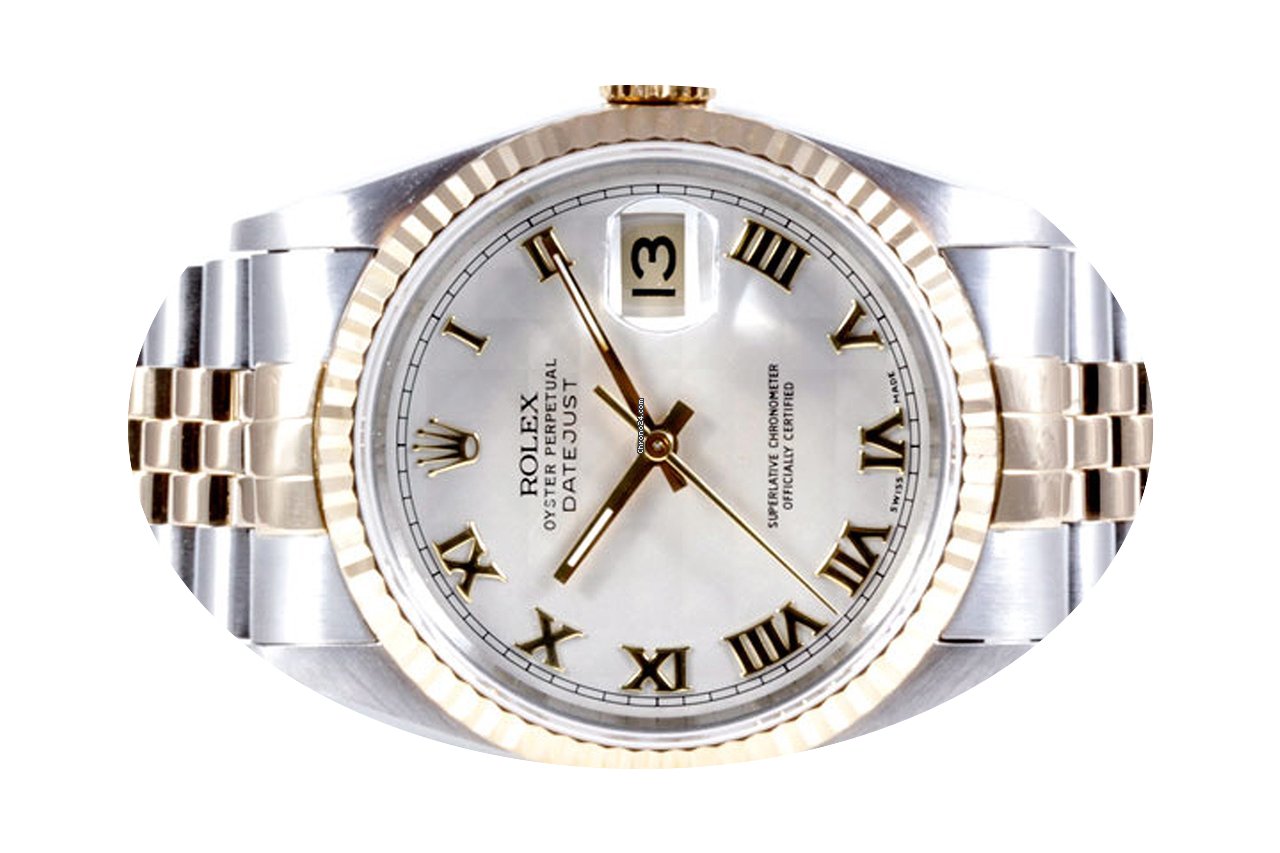 Rolex Datejust Mens YG/SS Ivory Pyramid ...