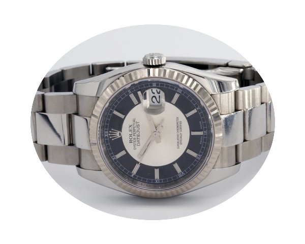 Rolex Steel DateJust with White Gold Flu...