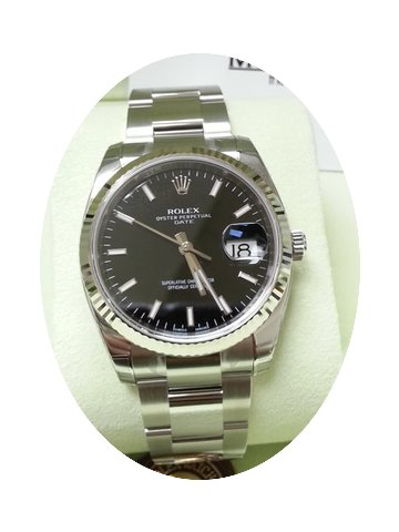 Rolex Date Black Index Dial White Gold B...