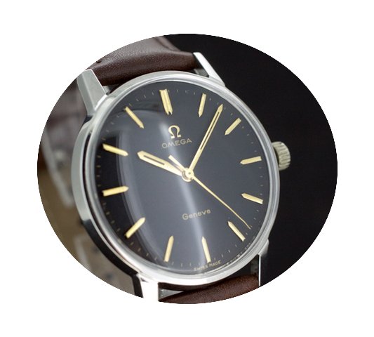 Omega Geneve Black Dial - Handaufzug - K...