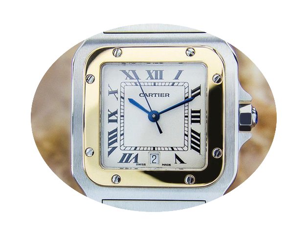Cartier Santos Quartz 18k Gold And Ss Sw...