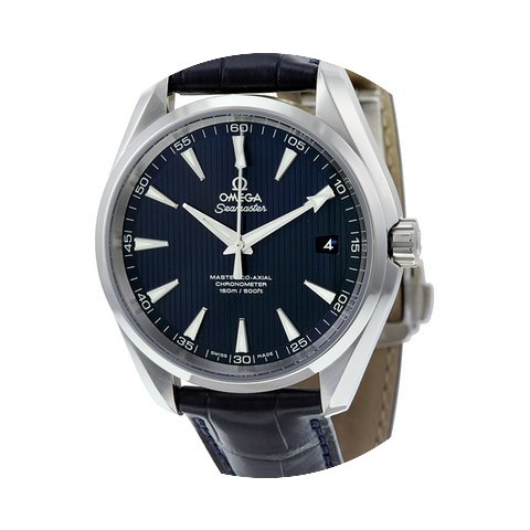 Omega Aqua Terra Blue Dial Alligator Lea...