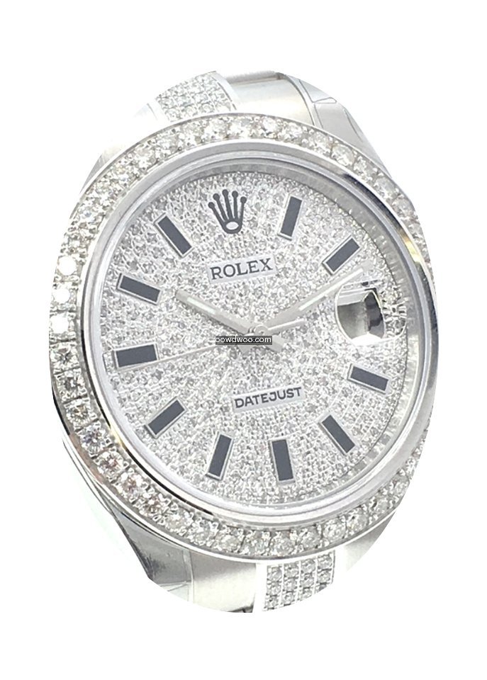 Rolex Datejust II Pavee Dial Weissgold B...