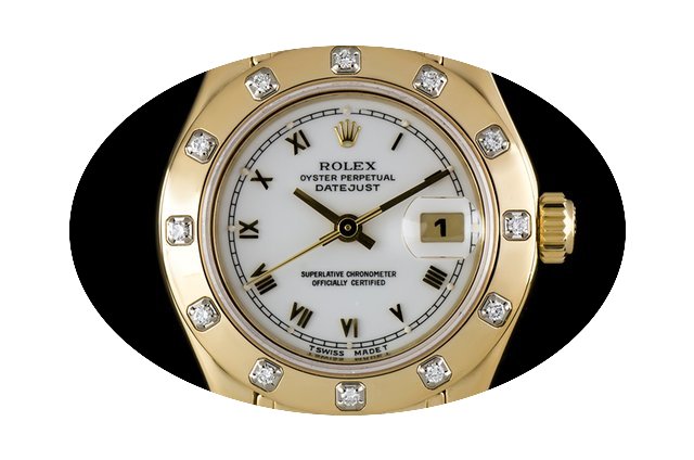 Rolex 18k Y/G O/P White Dial Dia Set Pea...