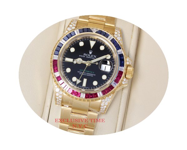 Rolex GMT Master II Black Dial 18k Yello...