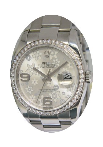 Rolex Datejust Stainless Steel Floral Di...