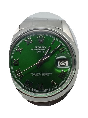 Rolex DATE 34MM AUTO RARE GREEN ROMAN DI...
