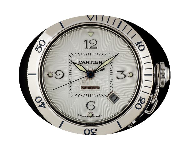 Cartier 18k White Gold Silver Guilloche ...