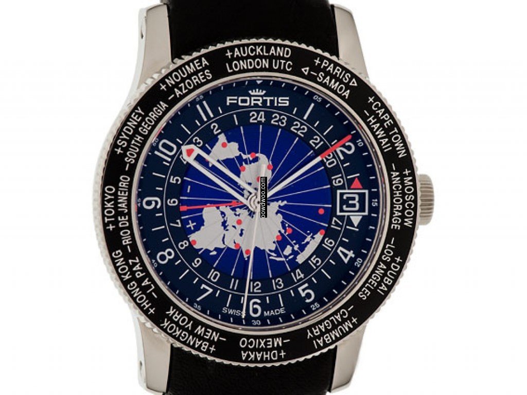 Fortis B-47 World Timer GMT Stahl Automa...