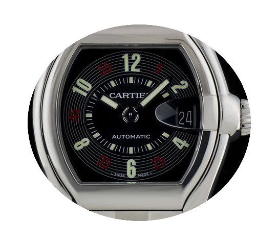 Cartier Stainless Steel Black Arabic Dia...