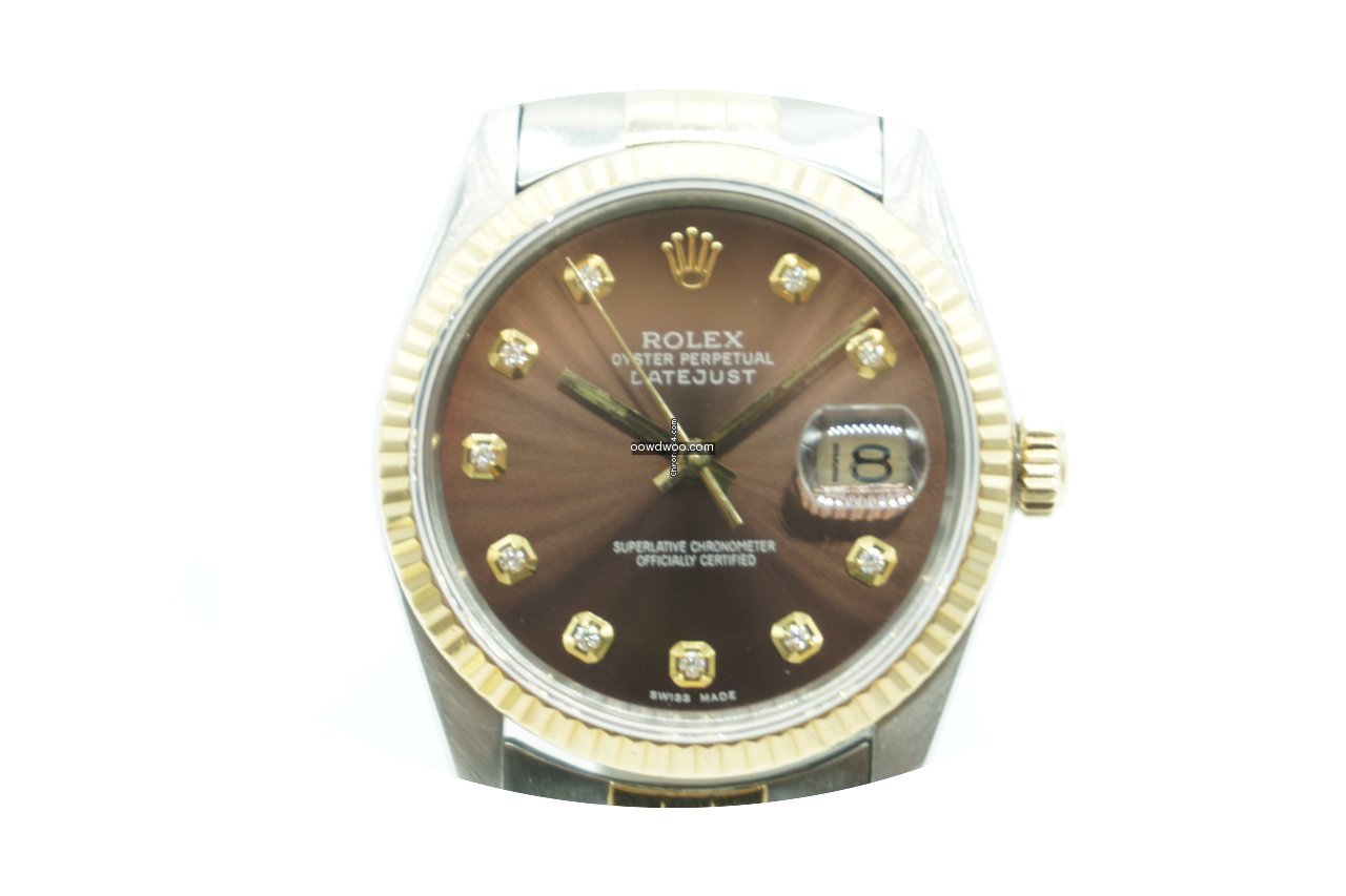 Rolex Datejust 36mm Two Tone Diamond Cho...