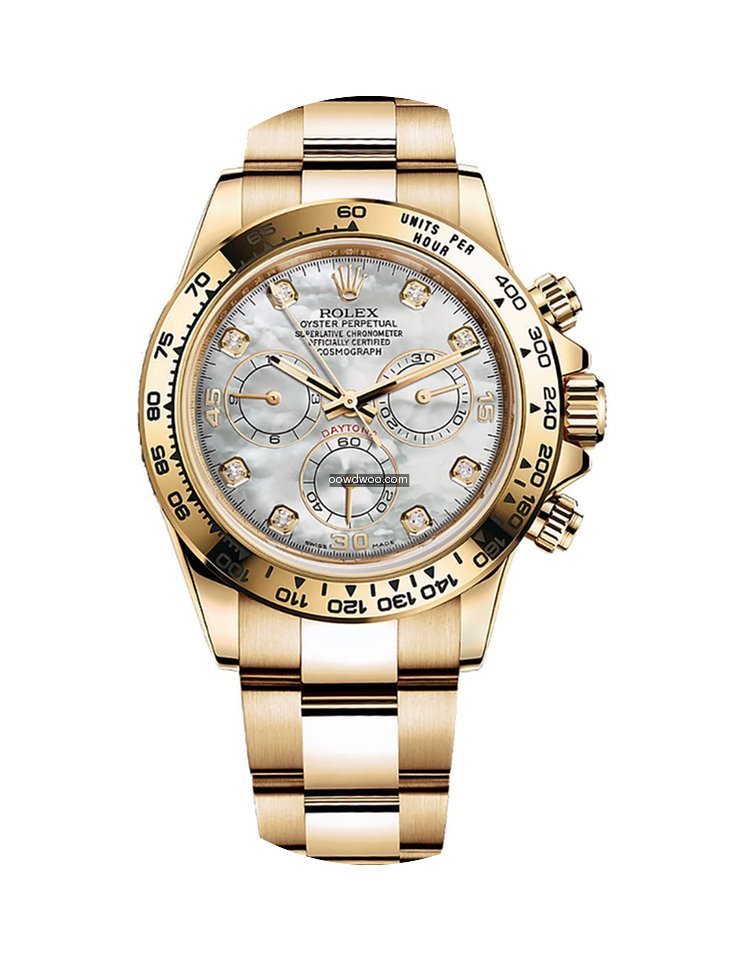 Rolex Daytona Yellow Gold White MOP Diam...
