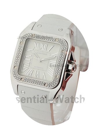 Cartier Santos 100 Mid size Diamond Beze...