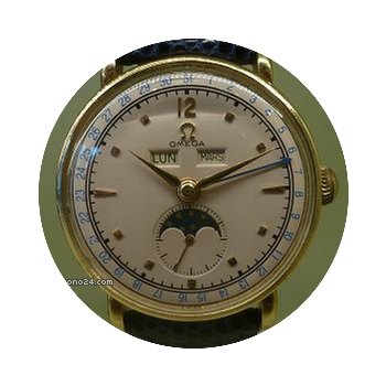 Omega vintage triple date moon gold 18ct...