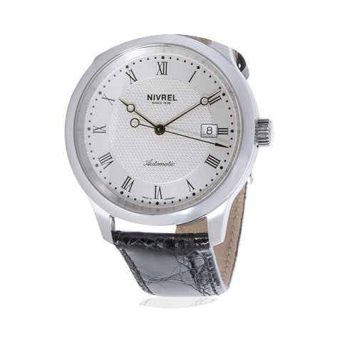 Nivrel Steel Automatic Dress w/Black Lea...