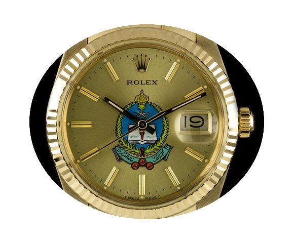 Rolex 14k Y/G Saudi Military Dial Dateju...
