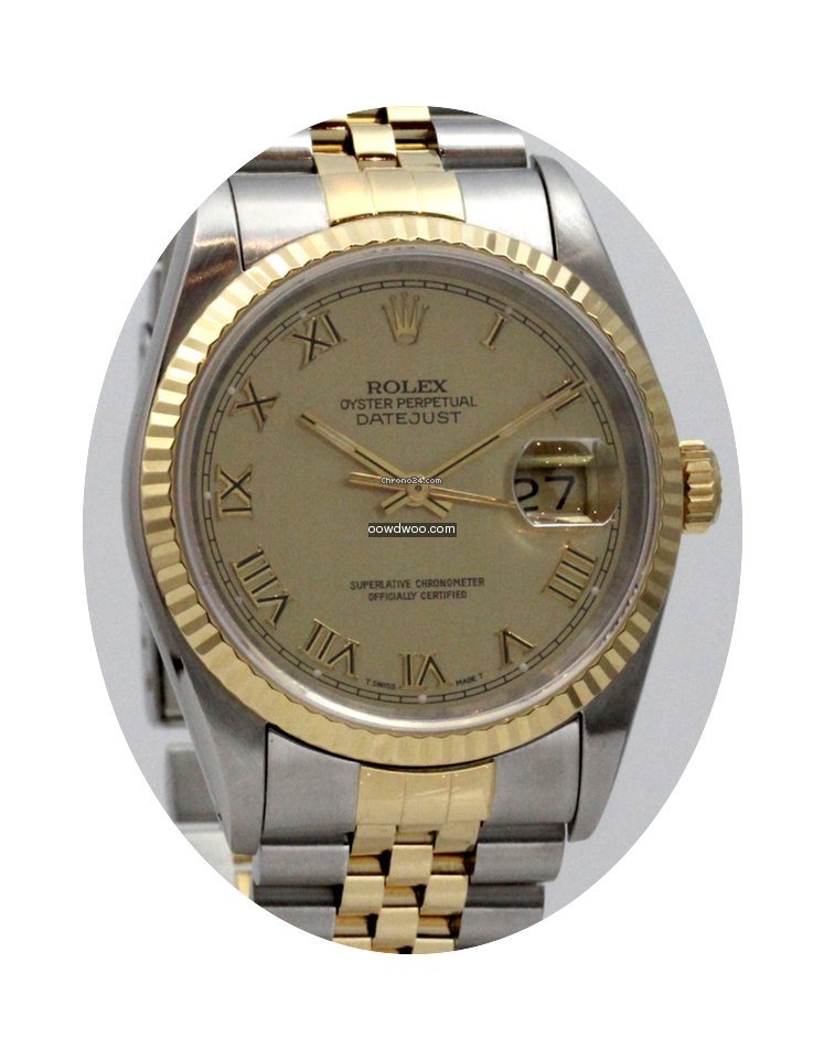 Rolex Datejust 36mm Gold Steel Box Paper...
