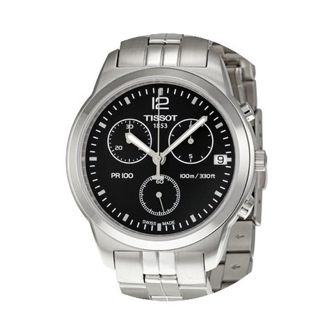 Tissot PR100 Chronograph Black Dial Men'...