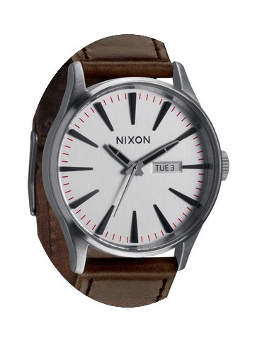 Nixon Sentry Leather A105-1113 Silver Br...