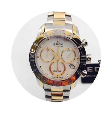 Edox Royal Ladys Chrono Steel/ Gold plat...