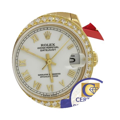 Rolex DateJust 18k Gold MidSize White Di...